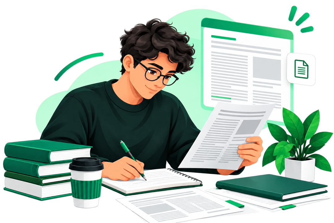Estudante revisando o TCC